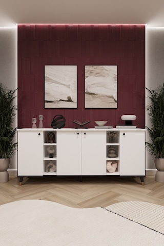 Asra Trend Lüks Konsol Tv Ünitesi %100 Mdf Salon Ve Yemek Odası Ünitesi Knsl05 Beyaz