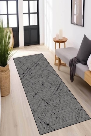 Koyu Gri Kaymaz Modern Kesme Rulo Özel Ölçülü Yolluk Ar1500n11