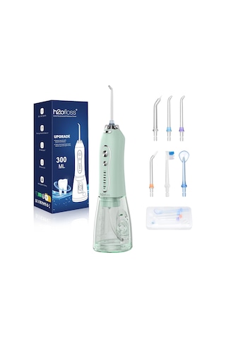 Şarjlı Kablosuz Ağız Duşu, Hızlı Ve Etkili Diş Arası Temizliği 300 Ml Su Hazneli, 5 Modlu, 6 Başlıklı, Ipx7 Su Geçirmez, Diş Taşı Temizliği Yeşil 46374118