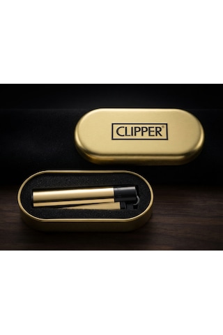 Clipper Gold Black Gaz Doldurulabilir Metal Çakmak Ve Özel Logolu Metal Kutulu Set Gold - Siyah