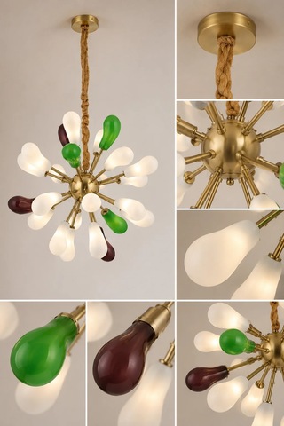 Modern Premium 24'lü Avizesi Çok Kollu Sarkıt 110 Cm Ampül Hediyeli Mutfak Salon Modelleri G9 Duy Gold