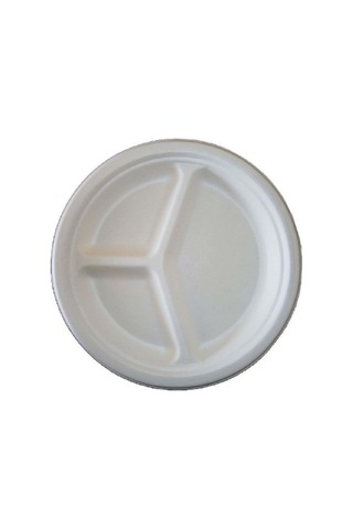 Roll-up Nature Ekolojik Karton Kağıt Tek Kullanımlık 3 Bölmeli Tabak - 26 Cm. - 250 Adetlik 1 Paket Beyaz