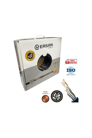 Ersan Kablo 23awg Bakır Cat6 Outdoor Dış Ortam Kablo 100mt Siyah 93310302