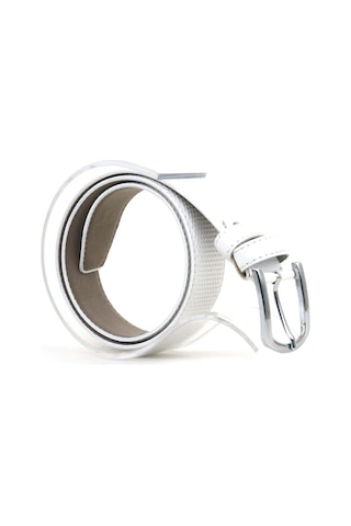 Beyaz 3 Cm Klasik Metal Tokalı Rugan Erkek Çocuk Kemer