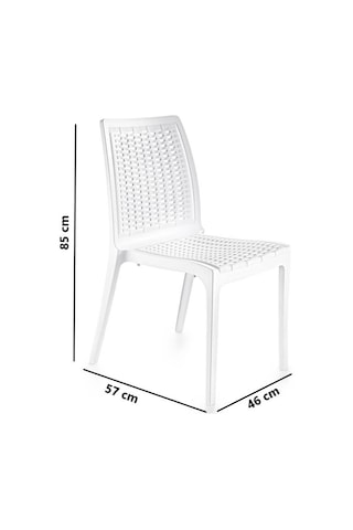 Omnipazar Sy-2523 Rattan Bahçe Sandalye 4'lü Set Beyaz Beyaz