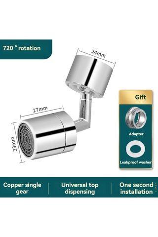 Monyee Bakır Silver 720 Derece Serbestçe Dönen Fıskiyeli Su Filtresi Burgu GÜMÜŞ