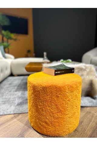 Dolce Puf Peluş Kumaş Silindir Dekoratif Pufidik Puf Bench Turuncu