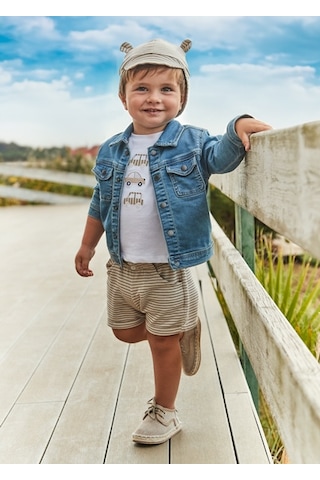 Mayoral 1651 Erkek Bebek Sapkalı T-shırt Şort Set Çok Renkli