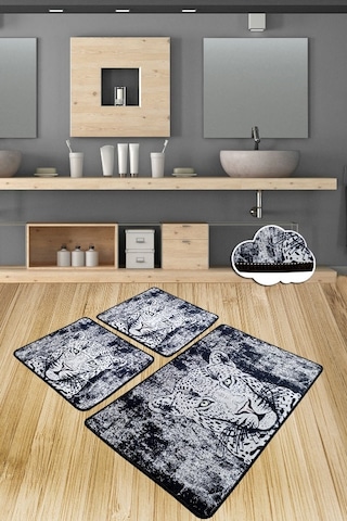 Tıger 3 Lü Set Banyo Halısı Paspas Yıkanabilir Çok Renkli Tıger 3 Lü Set Banyo Halısı Paspas Yıkanabilir Çok Renkli