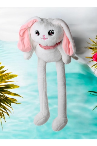 İthal Kumaş Kulakları & Ayakları Uzayıp Küçülen Sevimli Tavşan Peluş Oyuncak & Uyku Arkadaşı 75 Cm. 001