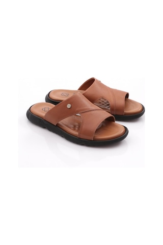 Dgn Hakiki Deri Comfort Rahat Taban Erkek Terlik 809 809-2690-R1755 Taba