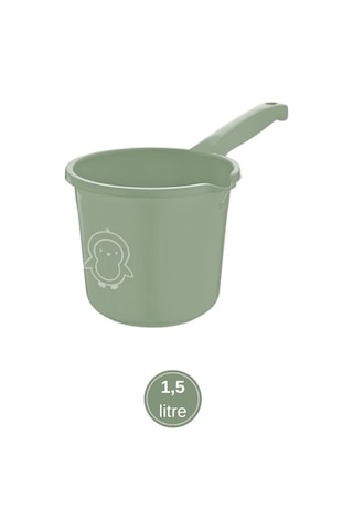 2 Li Bebek Banyo Su Kovası Ve Maşrapası Seti, Saplı Oluklu Kova 13lt Ve Maşrapa 1,5lt Set Yeşil Yeşil