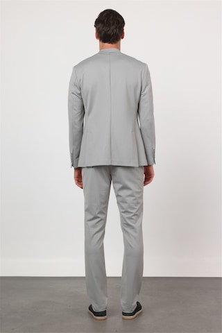 İmza Gri Kendinden Desenli Mono Yaka 6 Drop Slim Fit Takım Elbise 1001260166