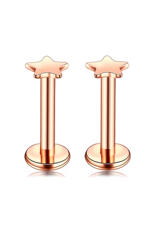 Vkemall 6 Çift Gümüş Çelik Gövde Delme Takımı - Gül Altın Renkli Dudak Piercingi, 1.2mm Çubuk Çapı, 8mm Uzunluk, 3-4mm Toplar Gold