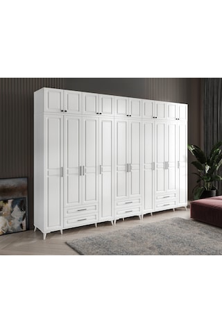 Gözde 10 Kapaklı Yüklüklü Komple Mdf Gardırop