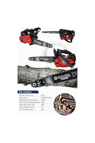 Hrc2510 Benzinli Testere Hızar Motoru Ağaç Odum Dal Budama Kesme Testeresi 25cc