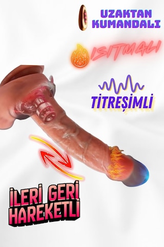 Red Fox Ultra Realistik İleri Geri Hareketli Isıtmalı Titreşimli Dildo Vibratör Penis 23 Cm