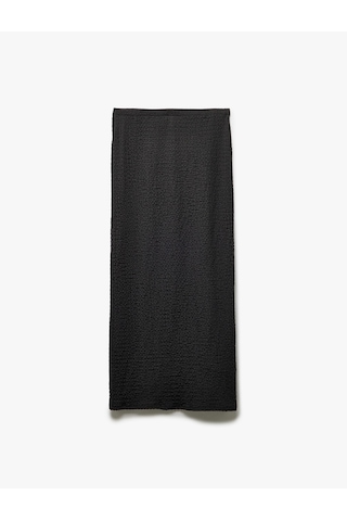 Koton Standart Bel Slim Fit Dokulu Midi Boy Kalem Etek Antrasit 5sak10084ek Antrasit