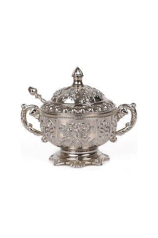 Dmt Copper Home Gaziantep Bakır Zamak Şekerlik Kase Takımı Yük:11cm Geniş:13 Cm& 2'li Set Takımı Gümüş