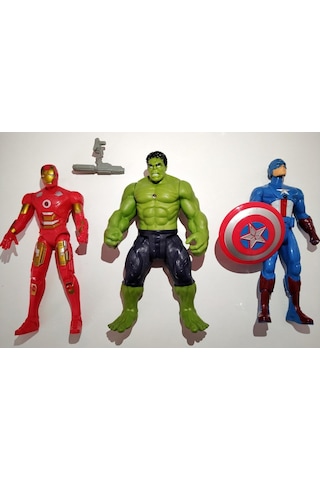Avengers Demir Adam Hulk Kaptan Amerika 17 Cm 3'lü Işıklı Figür