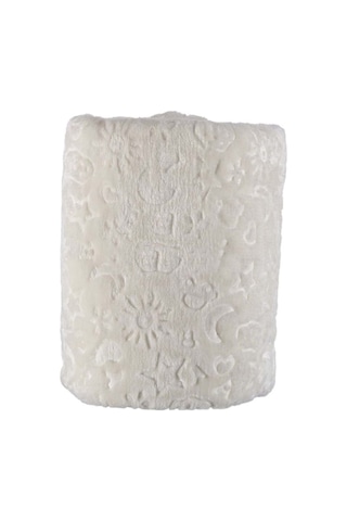 Beyaz Bebek Çocuk Battaniyesi Kabartmalı Yumuşak İnce Mevsimlik 90 x 110 CM Örtü Beyaz