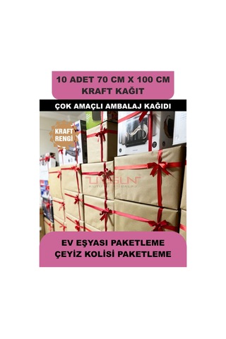 10 Adet 70cm X 100cm 100 Gr. Kraft Ambalaj Kağıdı, Çeyiz Ev Eşyası Hediye Ürün Paketleme, Çocuk Etkinlikleri
