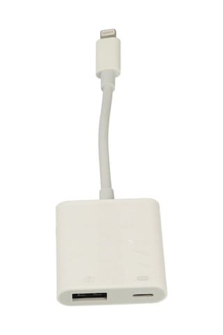 Apr22 Apple iPhone Uyumlu Otg 2in1 - Beyaz Diğer