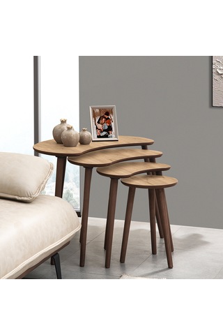 Vovvahome Moon 4lü Dörtlü Mdf Ahşap Zigon Sehpa - Meşe