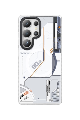 Galaxy Uyumlu S25 Ultra Kılıf Magsafe Şarj Özellikli Benks Dynamic Mecha Serisi Kapak Beyaz Beyaz