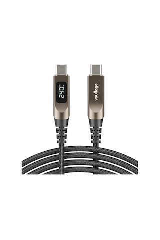Type-c To Type-c 240w 1.2 M Dijital Watt Göstergeli Metal Uçlu Şarj Kablosu Apple iPhone Uyumlu 17, 16, 15, Samsung Galaxy S24, S2 Diğer