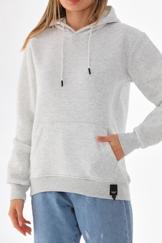 Everest Everst Kapüşonlu 3 İplik Şardonlu Cepli Sweatshirt Karmelanj Kar Melanj