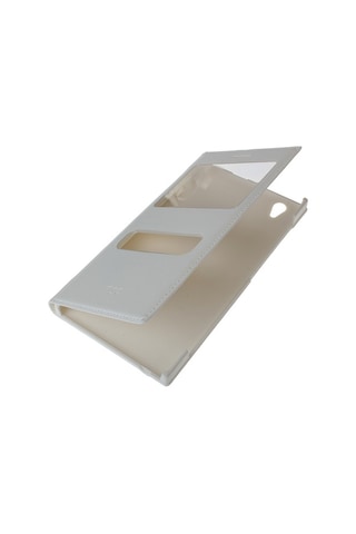 T50 İle Uyumlu Çift Pencereli Flip Cover Kılıf Beyaz