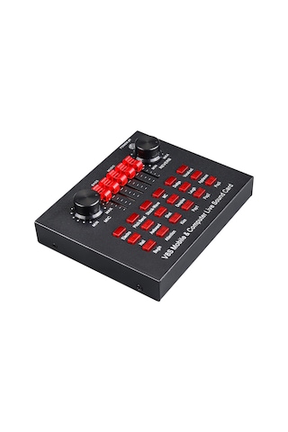 Geeksen V8s Dışarıdaki Ses Kartı, Canlı Yayın Ve Mikser Fonksiyonu, 6 Ses Modu, 12 Efekt, 1200mah Pil, Siyah