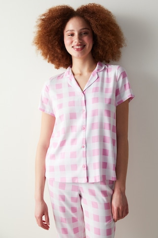 Penti Gingham Pembe Gömlek Pantolon Pijama Takımı Pembe