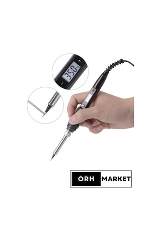 80W Dijital LCD Sıcaklık Ayarlı Lehim Havya – Seramik Rezistörlü, Yüksek Performanslı Kalem Tipi