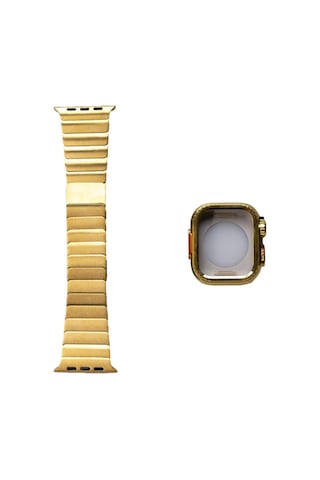 Apple Uyumlu Watch Series 4/5/6/se 1.nesil 44mm Kasa Gövde Koruyucu Ve Metal Kordon 2 İn 1 Set