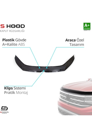 S-dizayn Volkswagen Caddy Abs Plastik Kaput Rüzgarlığı 2010-2015 A+kalite