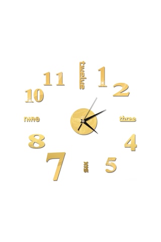 Aubyhe Altın Renkli Dıy Akrilik Yansımalı Sessiz Hareketli Duvar Saati - Oturma Odası Yatak Odası Dekorasyonu Pil Dahil Değil Altın