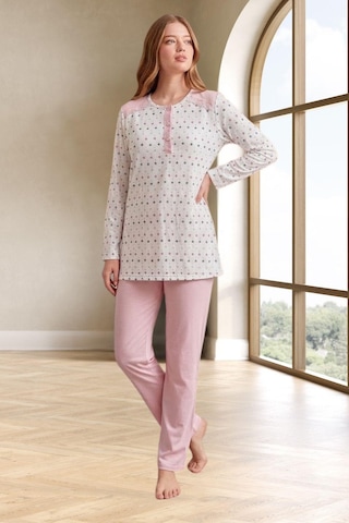Mecit Pijama Mecit 6355 Pembe Büyük Beden Kadın Pijama Takımı