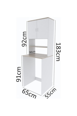 AE-2042 Solo Çamaşır Makinesi Dolabı, Banyo Dolabı, 4 Raflı, Kapaklı, Beyaz Dolap Beyaz