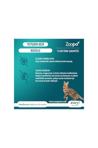 Zoey Kuzulu Yetişkin Kedi Maması 15 Kg