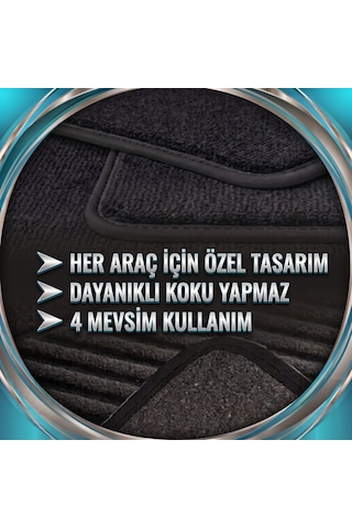 Opel Astra K 2015 Ve Sonrası Uyumlu Oto Velur Halı Paspas - Klipsli Silikon Topuklu 4 Renk