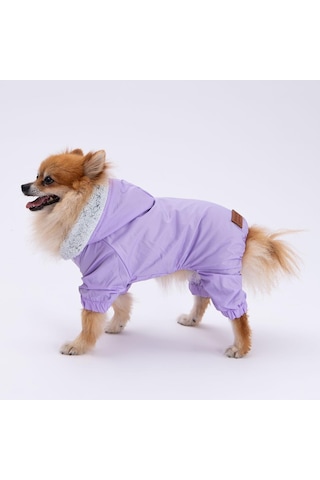 Pettrend Köpek Lila Kürklü Tulum Küçük Irk Köpek Yağmurluğu