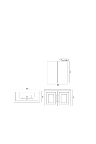 Denko Royal 90 Cm Mdf Albatros Gri Banyo Dolabı Takımı Gri