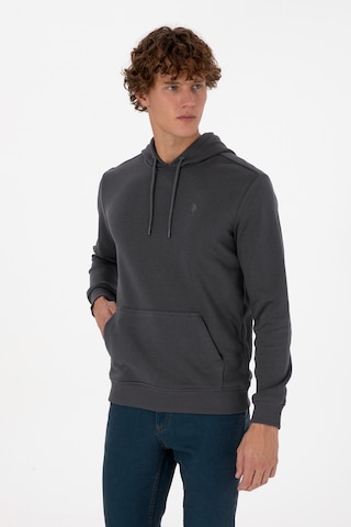 U.S. Polo Assn. Erkek Regular Fit Kapüşonlu Grı Basic Sweatshirt 50313720-VR024