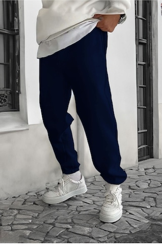 Smile Face Lacivert Jogger Eşofman Altı - Paça Baskı Detaylı Lastik Paça Baskılı Rahat Tarz Lacivert