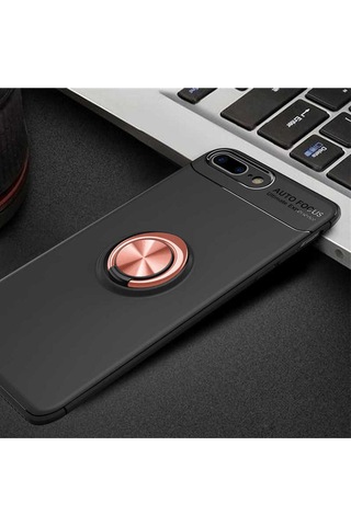 Apple Uyumlu iPhone 8 Plus Kılıf Zore Ravel Silikon Kapak Siyah-Rose Gold
