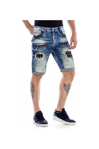 Ck181 Metal Işlemeli Yırtık Yamalı Kot Kapri Şort 001