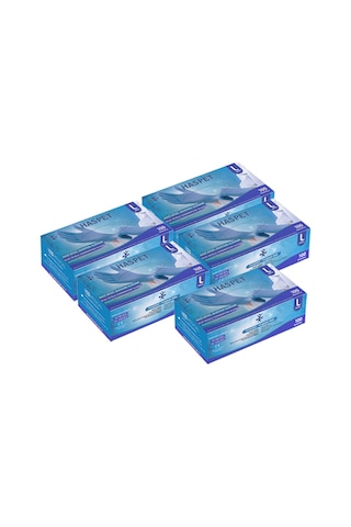 Haspet Nitril Muayene Eldiveni 100'lü L Büyük Boy Mavi 5 Kutu