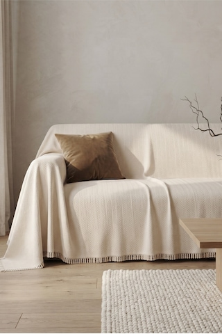 İskandinav Dokulu Pamuklu Saçaklı Koltuk Örtüsü Ve Koltuk Şalı Kaymaz Terletmez 180x300 Cm Ekru İskandinav Dokulu Pamuklu Saçaklı Koltuk Örtüsü Ve Koltuk Şalı Kaymaz Terletmez 180x300 Cm Ekru